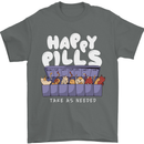 Cats Happy Pills Antidepressant Mens T-Shirt 100% Cotton Charcoal