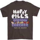 Cats Happy Pills Antidepressant Mens T-Shirt 100% Cotton Dark Chocolate