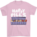 Cats Happy Pills Antidepressant Mens T-Shirt 100% Cotton Light Pink