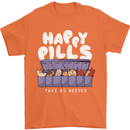 Cats Happy Pills Antidepressant Mens T-Shirt 100% Cotton Orange
