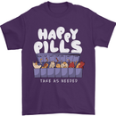 Cats Happy Pills Antidepressant Mens T-Shirt 100% Cotton Purple