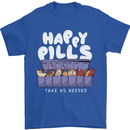 Cats Happy Pills Antidepressant Mens T-Shirt 100% Cotton Royal Blue