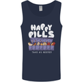 Cats Happy Pills Antidepressant Mens Vest Tank Top Navy Blue