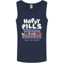 Cats Happy Pills Antidepressant Mens Vest Tank Top Navy Blue