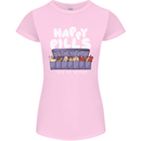 Cats Happy Pills Antidepressant Womens Petite Cut T-Shirt Light Pink