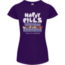 Cats Happy Pills Antidepressant Womens Petite Cut T-Shirt Purple