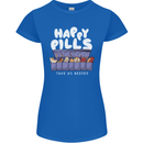 Cats Happy Pills Antidepressant Womens Petite Cut T-Shirt Royal Blue