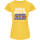 Cats Happy Pills Antidepressant Womens Petite Cut T-Shirt Yellow