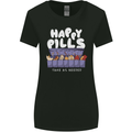 Cats Happy Pills Antidepressant Womens Wider Cut T-Shirt Black
