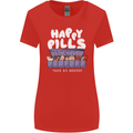 Cats Happy Pills Antidepressant Womens Wider Cut T-Shirt Red