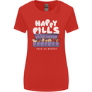 Cats Happy Pills Antidepressant Womens Wider Cut T-Shirt Red