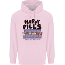 Cats Happy Pills Funny Feline Childrens Kids Hoodie Light Pink