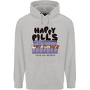 Cats Happy Pills Funny Feline Childrens Kids Hoodie Sports Grey