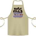 Cats Happy Pills Funny Feline Cotton Apron 100% Organic Khaki