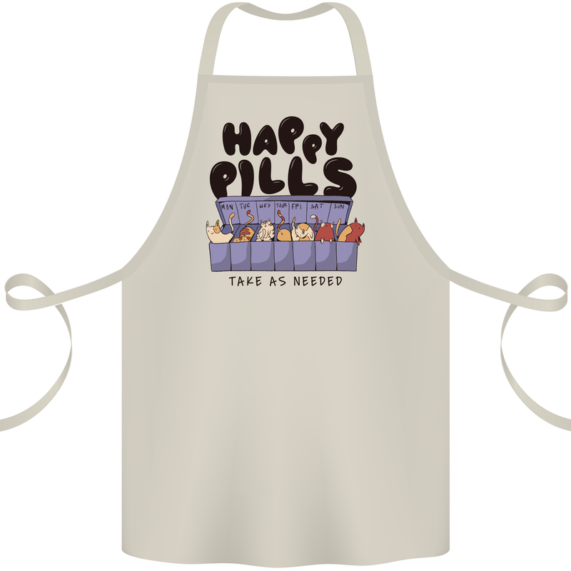 Cats Happy Pills Funny Feline Cotton Apron 100% Organic Natural