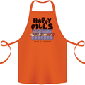Cats Happy Pills Funny Feline Cotton Apron 100% Organic Orange