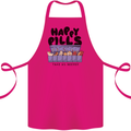 Cats Happy Pills Funny Feline Cotton Apron 100% Organic Pink