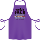 Cats Happy Pills Funny Feline Cotton Apron 100% Organic Purple