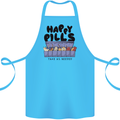 Cats Happy Pills Funny Feline Cotton Apron 100% Organic Turquoise