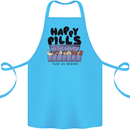Cats Happy Pills Funny Feline Cotton Apron 100% Organic Turquoise