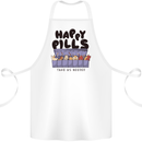 Cats Happy Pills Funny Feline Cotton Apron 100% Organic White