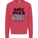 Cats Happy Pills Funny Feline Kids Sweatshirt Jumper Heliconia