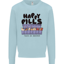 Cats Happy Pills Funny Feline Kids Sweatshirt Jumper Light Blue