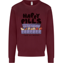 Cats Happy Pills Funny Feline Kids Sweatshirt Jumper Maroon