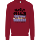 Cats Happy Pills Funny Feline Kids Sweatshirt Jumper Red
