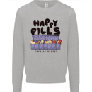 Cats Happy Pills Funny Feline Kids Sweatshirt Jumper Sports Grey