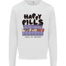Cats Happy Pills Funny Feline Kids Sweatshirt Jumper White