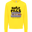 Cats Happy Pills Funny Feline Kids Sweatshirt Jumper Yellow