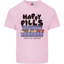 Cats Happy Pills Funny Feline Kids T-Shirt Childrens Light Pink