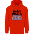 Cats Happy Pills Funny Feline Mens 80% Cotton Hoodie Bright Red