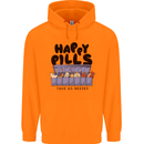 Cats Happy Pills Funny Feline Mens 80% Cotton Hoodie Orange