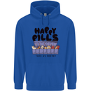 Cats Happy Pills Funny Feline Mens 80% Cotton Hoodie Royal Blue