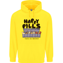 Cats Happy Pills Funny Feline Mens 80% Cotton Hoodie Yellow