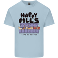 Cats Happy Pills Funny Feline Mens Cotton T-Shirt Tee Top Light Blue
