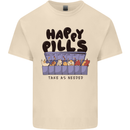 Cats Happy Pills Funny Feline Mens Cotton T-Shirt Tee Top Natural