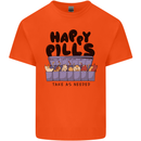 Cats Happy Pills Funny Feline Mens Cotton T-Shirt Tee Top Orange