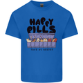 Cats Happy Pills Funny Feline Mens Cotton T-Shirt Tee Top Royal Blue