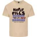 Cats Happy Pills Funny Feline Mens Cotton T-Shirt Tee Top Sand