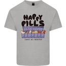 Cats Happy Pills Funny Feline Mens Cotton T-Shirt Tee Top Sports Grey