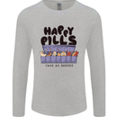 Cats Happy Pills Funny Feline Mens Long Sleeve T-Shirt Sports Grey