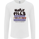 Cats Happy Pills Funny Feline Mens Long Sleeve T-Shirt White