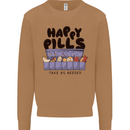 Cats Happy Pills Funny Feline Mens Sweatshirt Jumper Caramel Latte