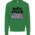 Cats Happy Pills Funny Feline Mens Sweatshirt Jumper Irish Green