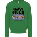 Cats Happy Pills Funny Feline Mens Sweatshirt Jumper Irish Green