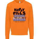 Cats Happy Pills Funny Feline Mens Sweatshirt Jumper Orange