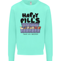 Cats Happy Pills Funny Feline Mens Sweatshirt Jumper Peppermint